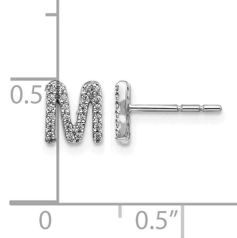 14K Weißgold Diamant-Initial-Ohrringe „M“