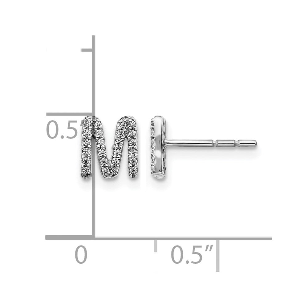 14K Weißgold Diamant-Initial-Ohrringe „M“