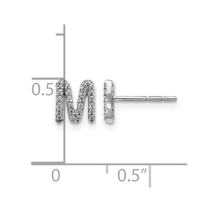14K Weißgold Diamant-Initial-Ohrringe „M“
