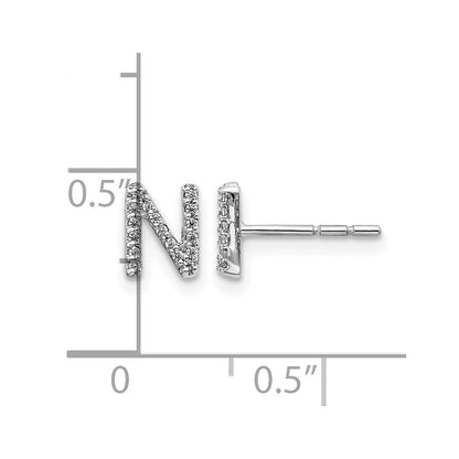14K Weißgold Ohrringe mit echten Diamanten, Initiale N