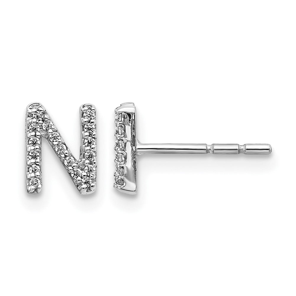 14K Weißgold Ohrstecker mit Buchstabe „N" und labor­gezüchteten Diamanten VS/SI+ G+