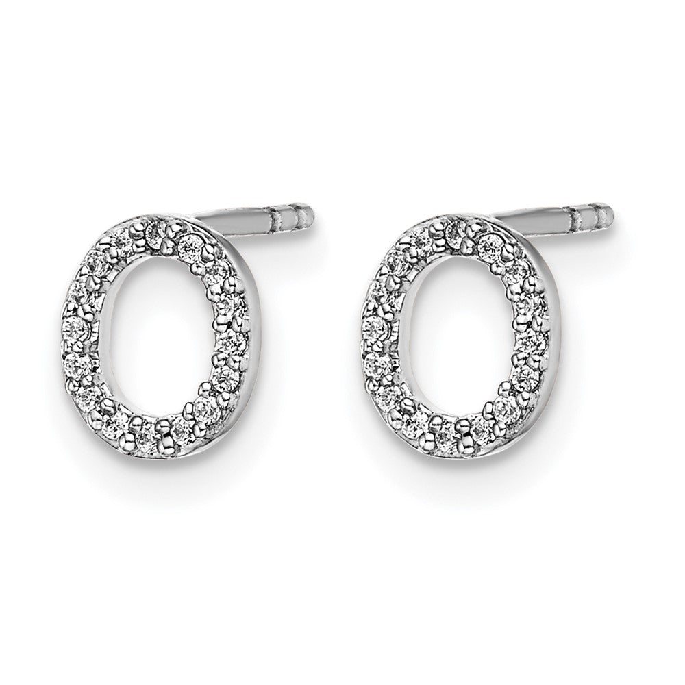 14K Weißgold Ohrringe mit echten Diamanten, Initiale "O"