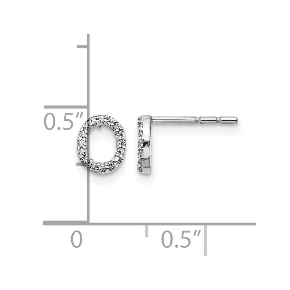 14K Weißgold Ohrstecker mit Buchstabe "O" Initial, Labor gezüchteten Diamanten VS/SI+ G+