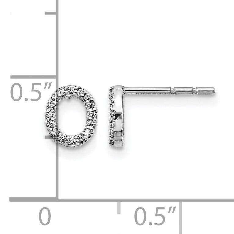 14K Weißgold Ohrringe mit echten Diamanten, Initiale "O"