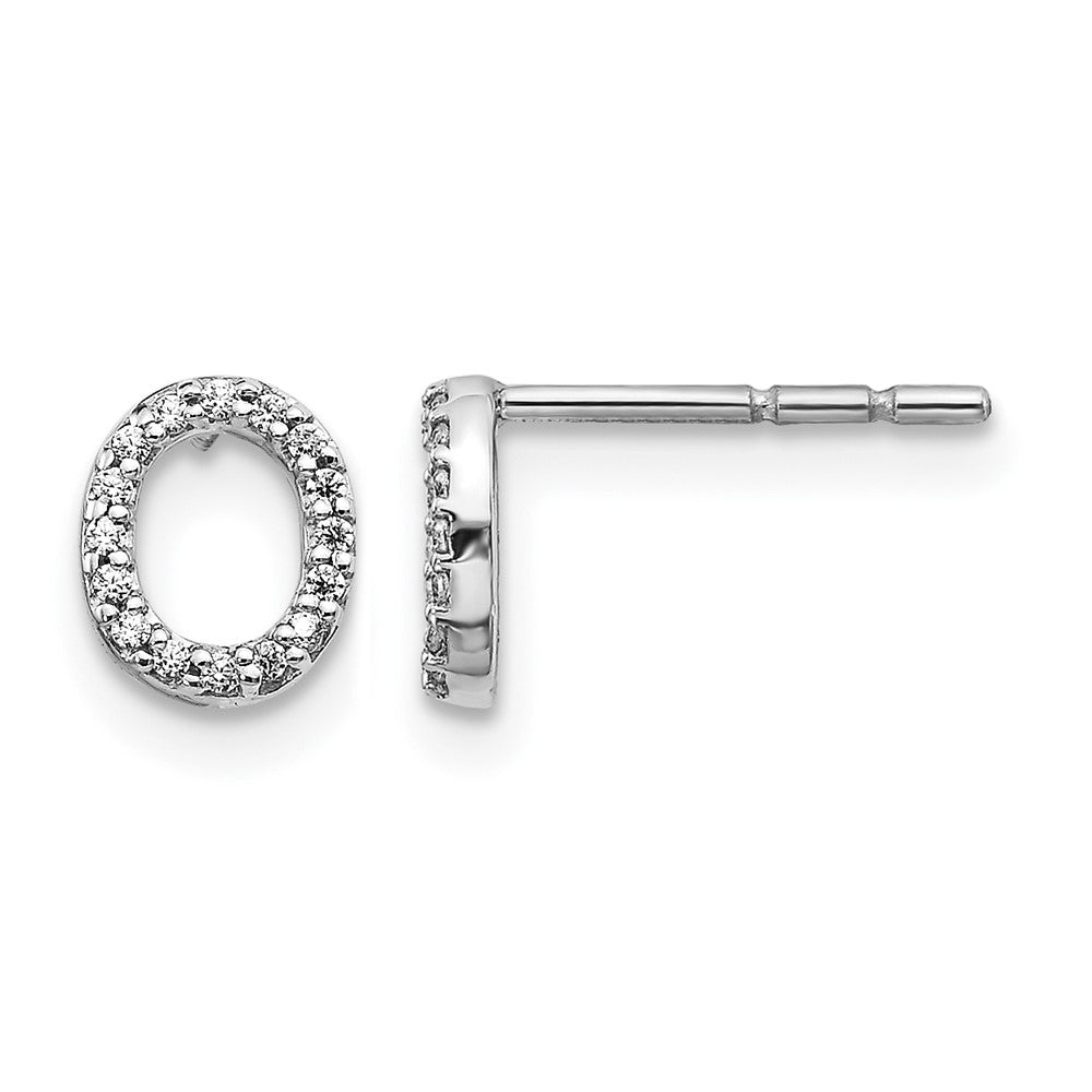 14K Weißgold Ohrringe mit echten Diamanten, Initiale "O"