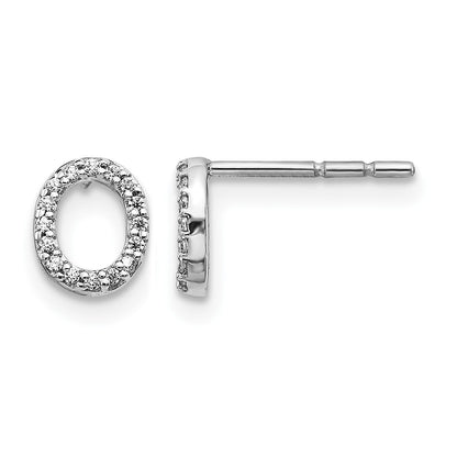 14K Weißgold Ohrringe mit echten Diamanten, Initiale "O"