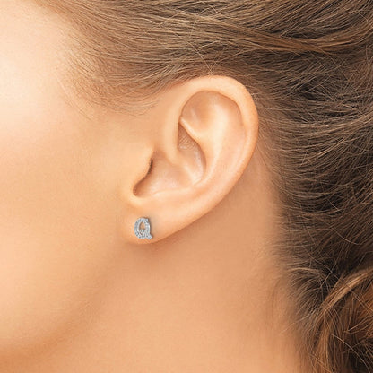 14K Weißgold Ohrstecker mit Initiale „Q" aus laborgezüchteten Diamanten, VS/SI+ G+