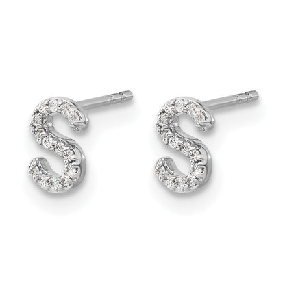 Ohrringe mit echten Diamanten und Initiale „S“ aus 14K Weißgold