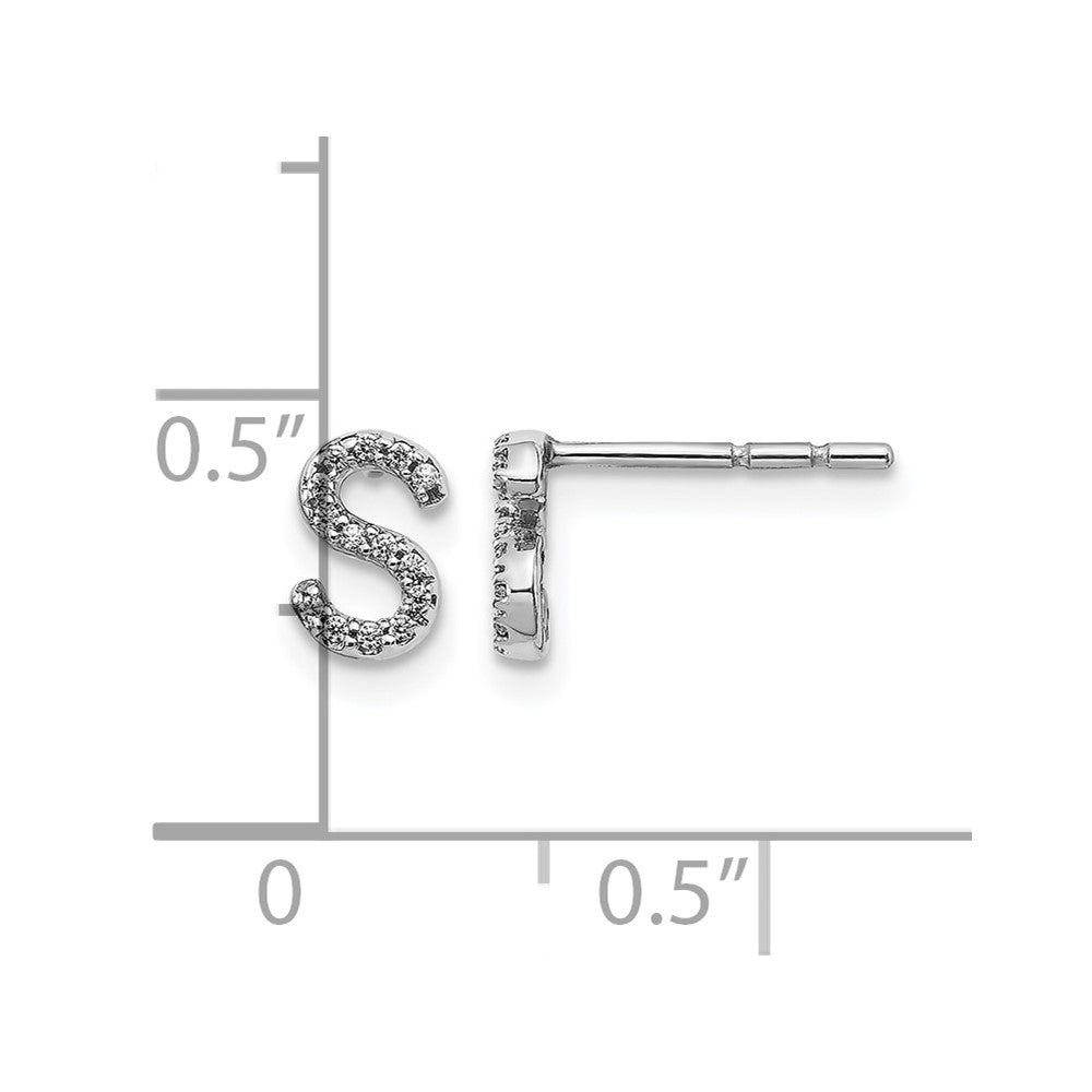14K Weißgold Diamant-Buchstaben-Ohrstecker „S" mit Laborgezüchteten Diamanten, VS/SI+, G+