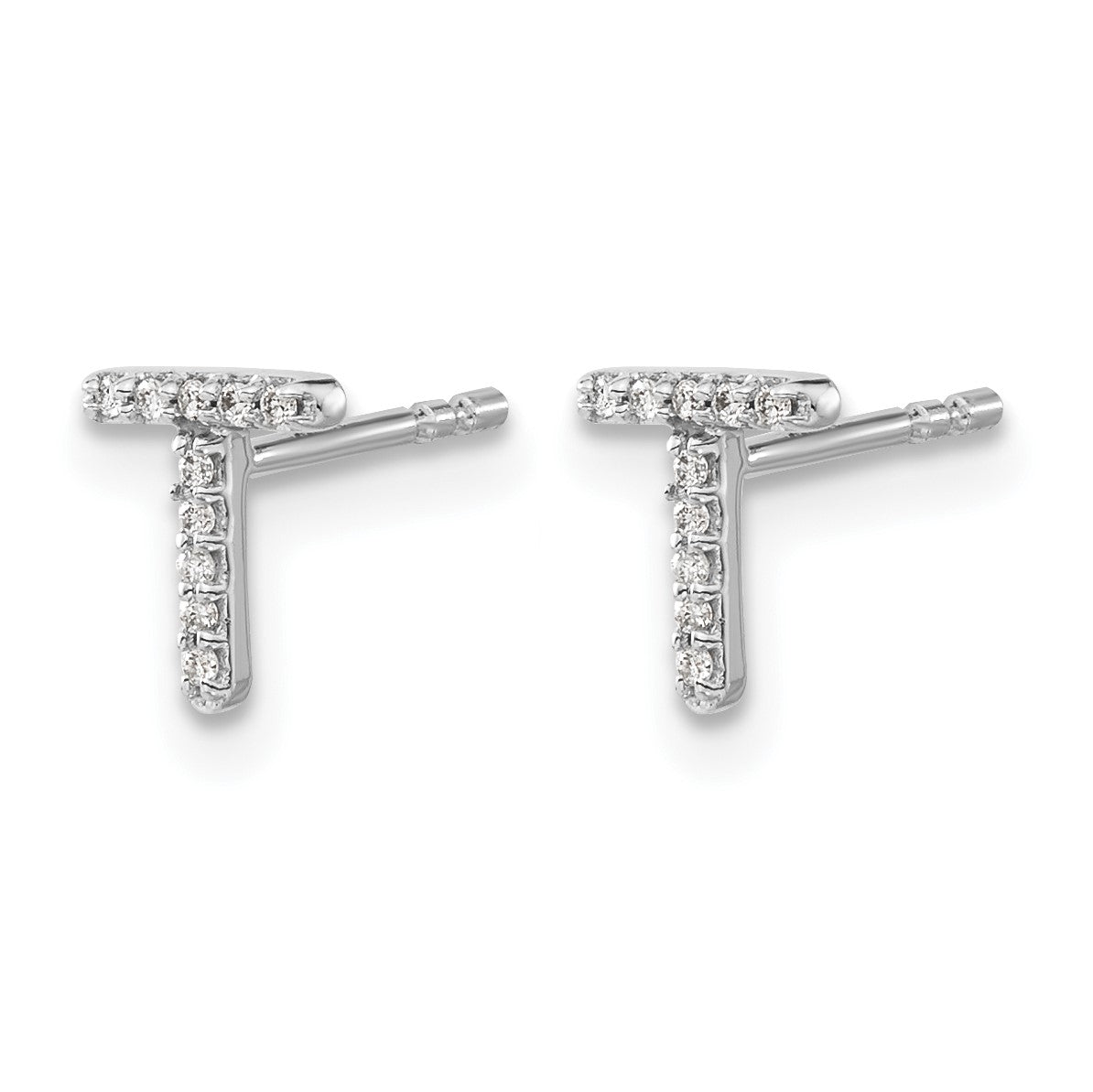 14K Weißgold Ohrringe mit echten Diamanten, Initiale T