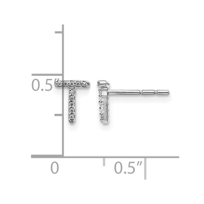 14K Weißgold Ohrstecker mit Buchstabe „T" mit im Labor gezüchteten Diamanten, VS/SI+ G+