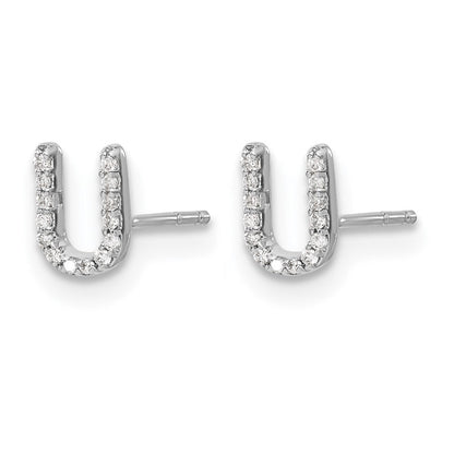 14K Weißgold Ohrstecker mit Buchstabe „U" und im Labor gezüchteten Diamanten, VS/SI+ G+