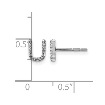 14K Weißgold Ohrstecker mit Buchstabe „U" und im Labor gezüchteten Diamanten, VS/SI+ G+