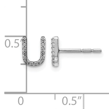 14K Weißgold Ohrringe mit echten Diamanten, Buchstabe U