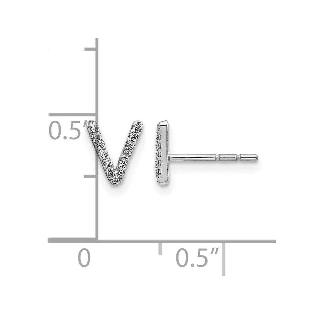 14K Weißgold Laborgezüchtete VS/SI+ G+ Diamant Buchstabe V Initial Ohrstecker