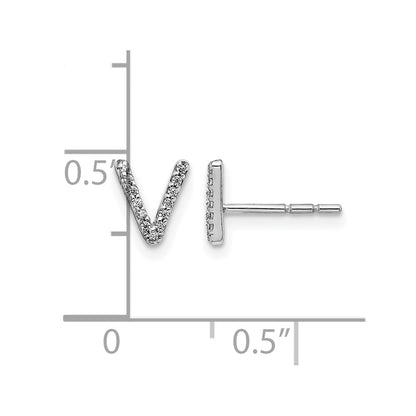 14K Weißgold Laborgezüchtete VS/SI+ G+ Diamant Buchstabe V Initial Ohrstecker