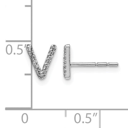 14K Weißgold Ohrringe mit echten Diamanten, Initiale „V“