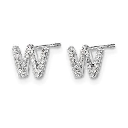14K Weißgold Ohrringe mit echten Diamanten, Initiale „W"