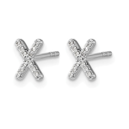 14K Weißgold Labor gewachsene Diamant-Ohrstecker "Initiale X", VS/SI+ G+