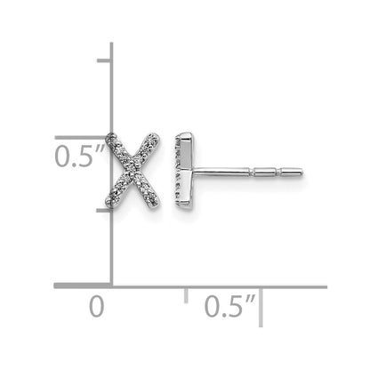 14K Weißgold Ohrringe mit echten Diamanten, Buchstabe X