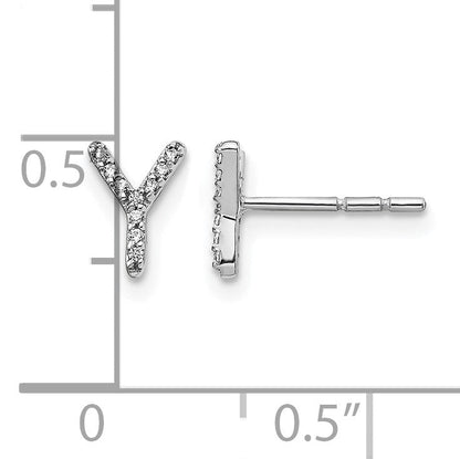14K Weißgold Ohrringe mit echten Diamanten, Initiale Y