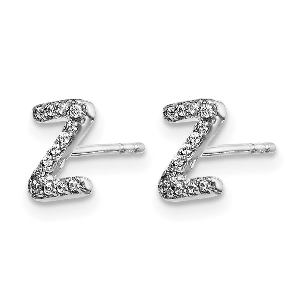 14K Weißgold Ohrstecker mit Buchstabe Z, Initiale, Labor gezüchteten Diamanten VS/SI+ G+