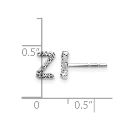 14K Weißgold Ohrstecker mit Buchstabe Z, Initiale, Labor gezüchteten Diamanten VS/SI+ G+