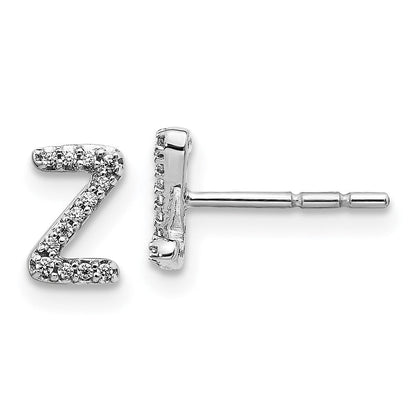 14K Weißgold Ohrringe mit echten Diamanten, Initiale Z