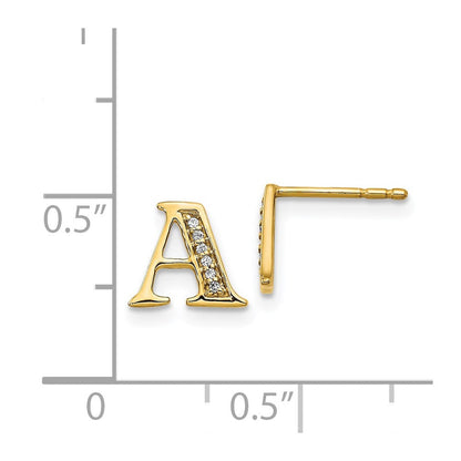 14K Gelbgold Ohrringe mit echtem Diamant-Buchstaben A
