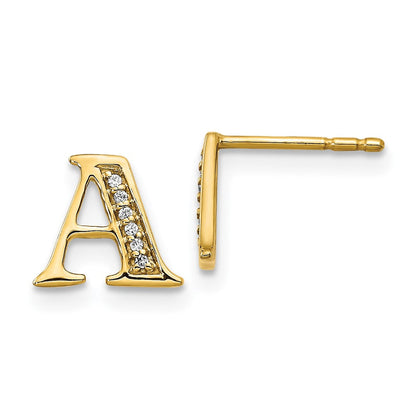 14K Gelbgold Ohrringe mit echtem Diamant-Buchstaben A