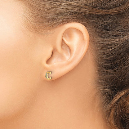 14K Gelbgold Ohrringe mit echten Diamanten, Initiale "C"