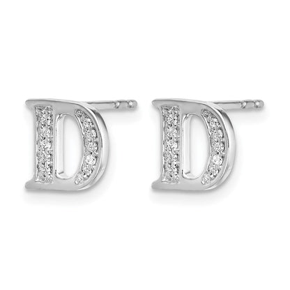 14K Weißgold Diamant-Buchstaben-Ohrringe „D“