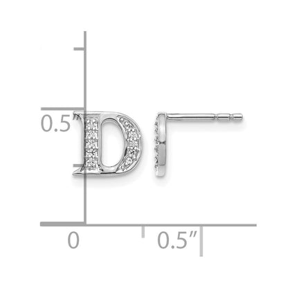 14K Weißgold Diamant-Buchstaben-Ohrringe „D“