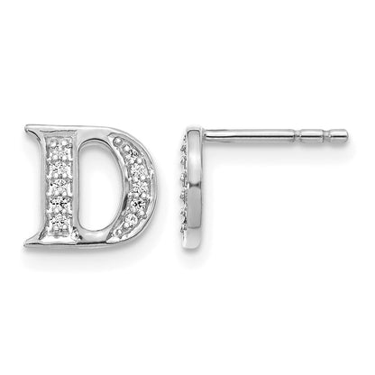 14K Weißgold Diamant-Buchstaben-Ohrringe „D“