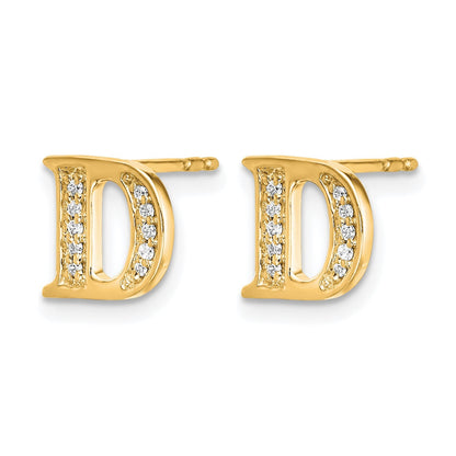 14K Gelbgold Ohrringe mit echtem Diamant-Buchstaben D