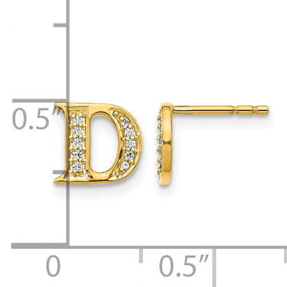 14K Gelbgold Ohrringe mit echtem Diamant-Buchstaben D
