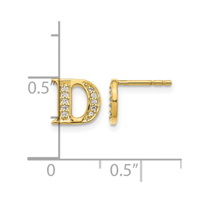 14K Gelbgold Ohrringe mit echtem Diamant-Buchstaben D