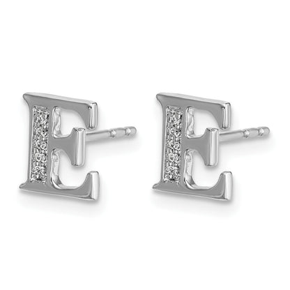14K Weißgold Ohrringe mit echten Diamanten, Initiale E
