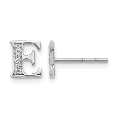 14K Weißgold Ohrringe mit echten Diamanten, Initiale E