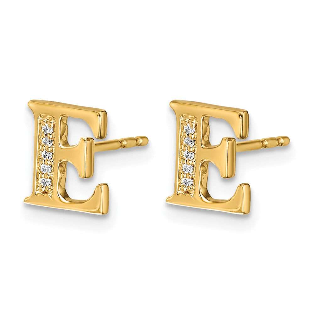 14K Gelbgold Ohrringe mit echtem Diamant-Buchstaben "E"