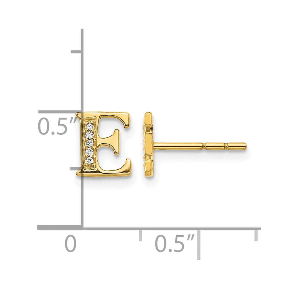 14K Gelbgold Ohrringe mit echtem Diamant-Buchstaben "E"