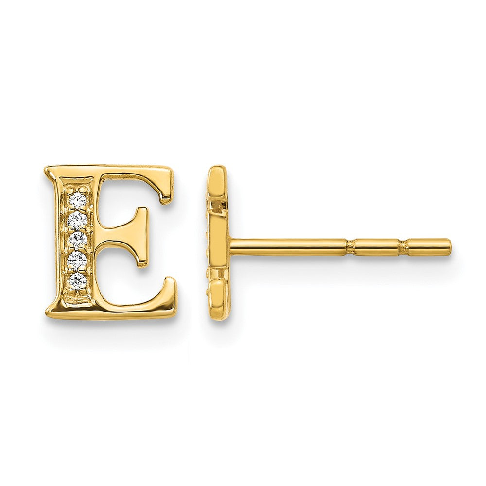 14K Gelbgold Ohrringe mit echtem Diamant-Buchstaben "E"