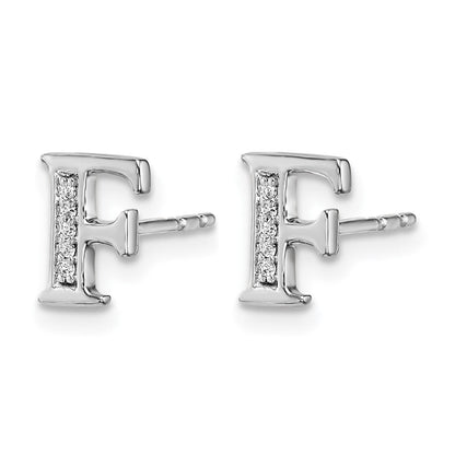 14K Weißgold Ohrringe mit echten Diamanten, Buchstabe F