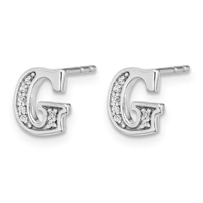 Echte Diamant-Initial-Ohrringe „G" aus 14K Weißgold