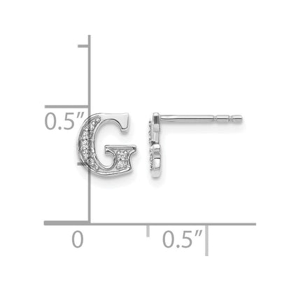 Echte Diamant-Initial-Ohrringe „G" aus 14K Weißgold