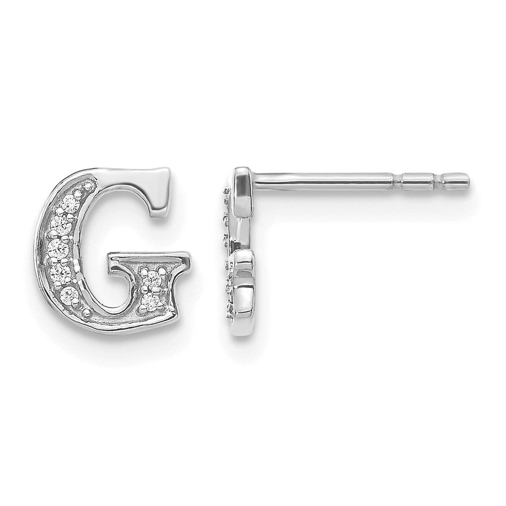 Echte Diamant-Initial-Ohrringe „G" aus 14K Weißgold