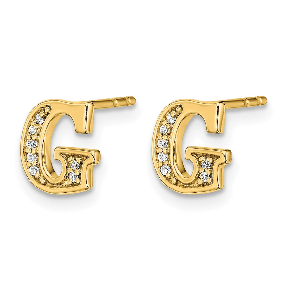 14K Gelbgold Ohrringe mit echtem Diamant-Buchstaben "G"