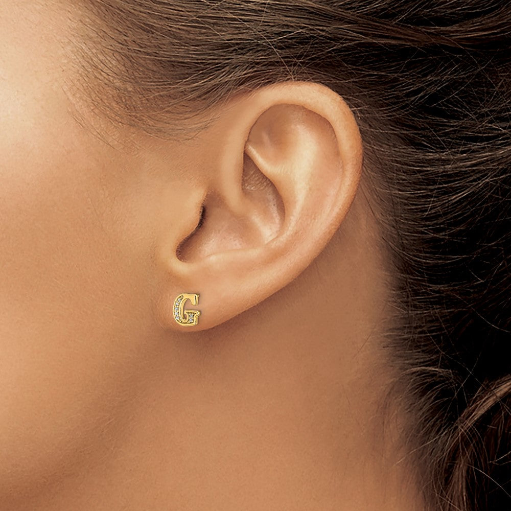14K Gelbgold Ohrringe mit echtem Diamant-Buchstaben "G"