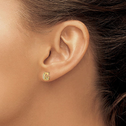 14K Gelbgold Ohrringe mit echtem Diamant-Buchstaben "G"