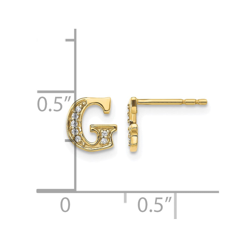 14K Gelbgold Ohrringe mit echtem Diamant-Buchstaben "G"